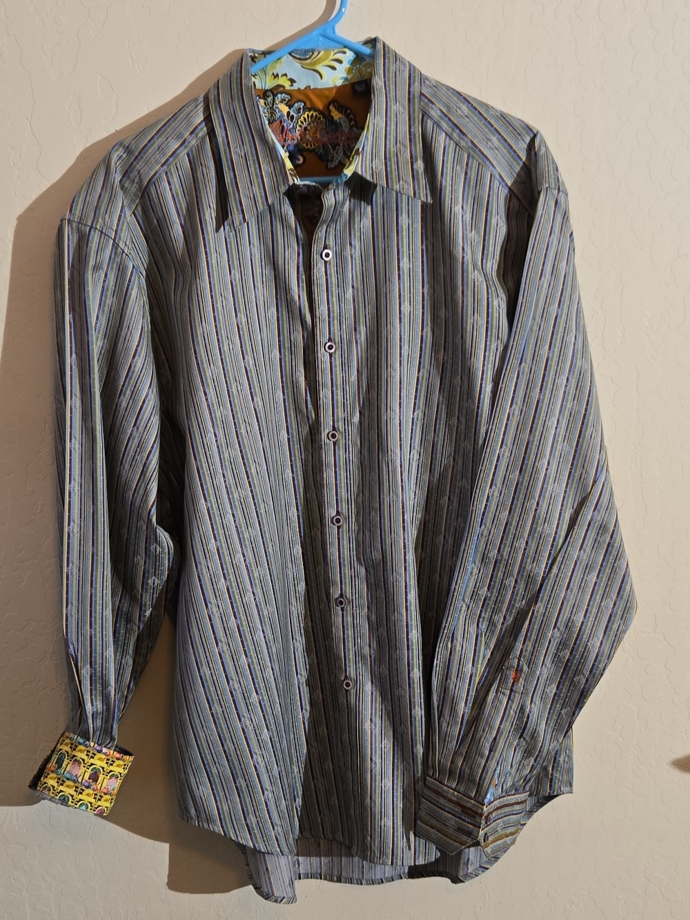 Robert Graham Men's Multistripe Button-Down Shirt with Patterned Cuffs